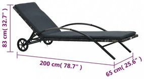 antracitszürke polyrattan napozóágyak asztallal