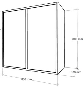 Boxie 2 ajtós fali szekrény 80x80x37 cm petrol kék