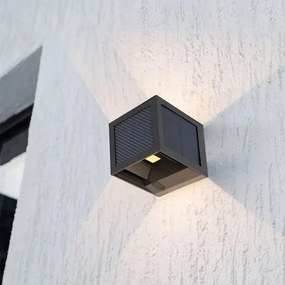 LED napelemes fali lámpa érzékelővel LED/9W/3,7V 3000/4000/6000K IP65 2600mAh fekete