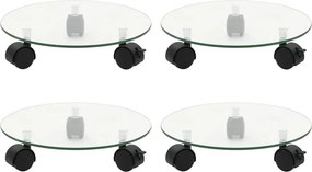 vidaXL 4 db kör alakú edzett üveg görgős növénytartó 28 cm