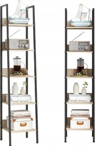 Ipari Magas Álló Könyvespolc Világos Barna 5 Polcos Könyveslétra