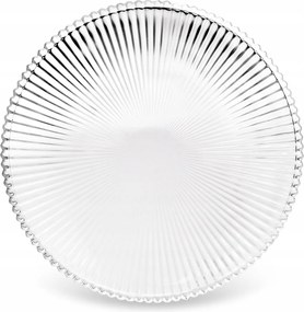 Dekoratív üveg tortatál 25 cm, csíkos Anasztázia