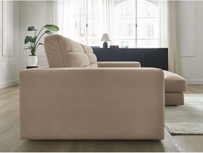 Szürkésbarna bársony sarokkanapé (jobb oldali-heverő résszel) Sierra – Bobochic Paris