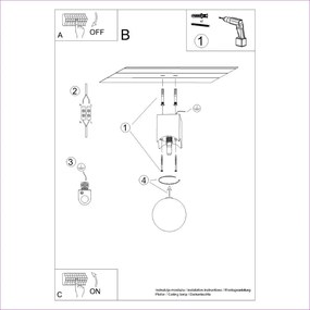 Natúr színű mennyezeti lámpa üveg búrával 12x12 cm Rayer – Sollux