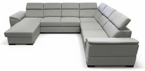Kihúzható ülőgarnitúra univerzális U-formájú sarokkal és tárolóhellyel GRANADA világosszürke