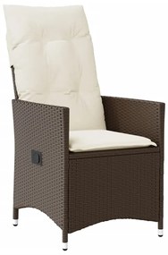 3 részes barna polyrattan bisztrógarnitúra párnákkal