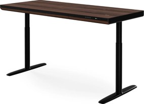Elektromos ülő-álló íróasztal fiókkal és Qi vezeték nélküli töltővel fekete/dió, 1600 mm: ELLIS