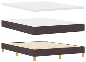 Boxrugós ágy matracmal Sötétbarna és fehér 160 x 200 cm szövet