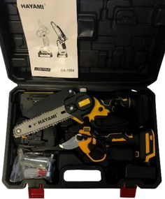 HAYAMI Akkus metszőolló és fűrész - Hayami HA-1004 + 2x akku 21 V + praktikus láda + tartozékok