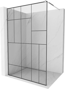 Mexen Kioto zuhanyparaván 90x200 cm 8 mm, króm profil, üveg fekete minta 2, 800-090-101-01-78