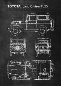 Poszter Toyota Land Cruiser FJ25 Retro Patent