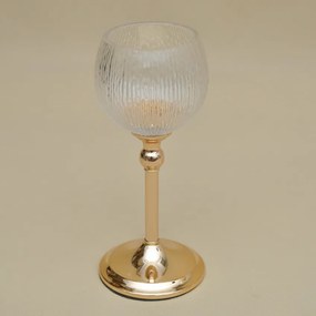 Gyertyatartó kehely Glamour retro arany stílusos üveg lakberendezés