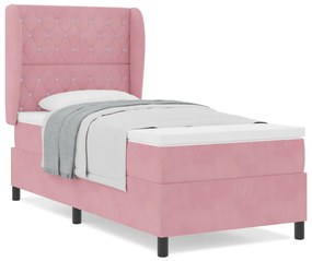 Boxspring Ágy Matraccal Rózsaszín 90x190 cm Bársony