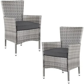 Casaria® Rattan fotel 2 darabos - szürke/antracit párnák