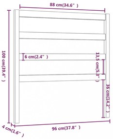fekete tömör fenyőfa ágyfejtámla 96 x 4 x 100 cm