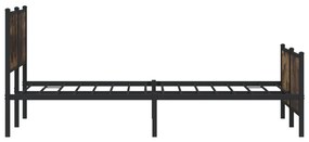 füstös tölgy színű fém ágykeret matrac nélkül 183 x 213 cm