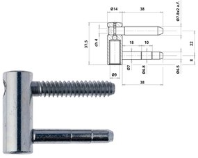 Otlav pánt 3D 14mm LÁNY ezüst (csaphossz 38mm)