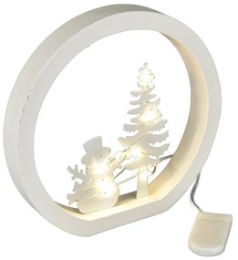 Karácsonyi LED dekoráció Hóember, átmérő 15 cm,meleg fehér