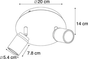 Modern fürdőszoba spotlámpa acél 2-lámpás IP44 - Ducha