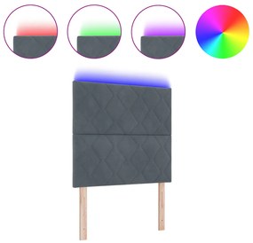 LED Fejtámla Gyémánt Blokk Dizájn Sötét Szürke 90 cm Bársony