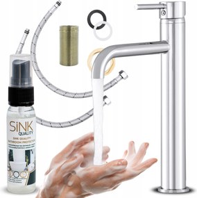 Fürdőszobai csaptelep álló mosdó csaptelep pultra szerelhető magas Króm Impregnált