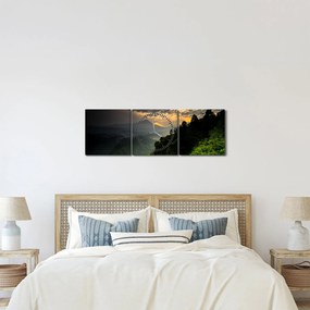 Kép - zöld hegyvidéki táj (órával) (90x30 cm)