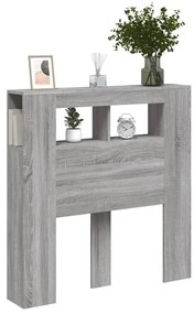 szürke sonoma szerelt fa LED-es fejtámla 100x18,5x103,5 cm
