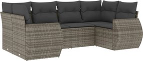 vidaXL 6 részes szürke polyrattan kerti ülőgarnitúra párnákkal