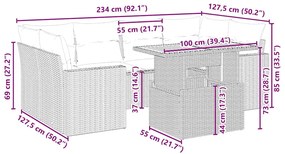 7 részes bézs polyrattan kerti ülőgarnitúra párnákkal