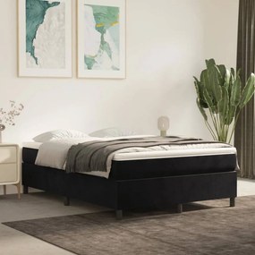 Fekete bársony rugós ágy matraccal 140x200 cm