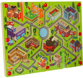 Mágneses fa tábla labirintus játék utazáshoz nagyváros 2 játékosnak