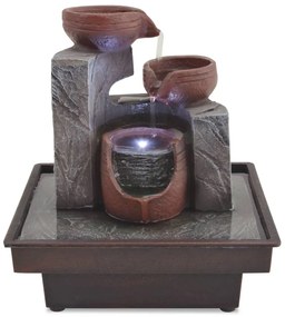 vidaXL Beltéri szökőkút LED-megvilágítással, polyresin