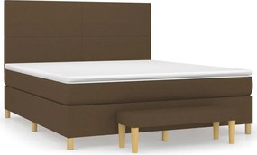 vidaXL sötétbarna szövet rugós ágy matraccal 160 x 200 cm