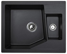 Linea M 1.5D Metalac 192041 Gránit Mosogatótálca - Extra mély, Egymedencés, Szemcsés Fekete