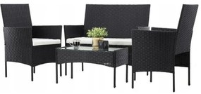 Aldotrade GardenLine rattan kerti szett, fekete + krémszínű karfák