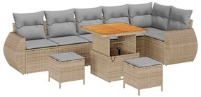vidaXL Kerti Kanapé Szett 9 pcs Bézs polirattan