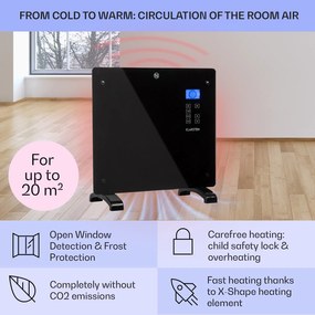 Klarstein Norderney, konvektor, 1000 W termosztát, időzítő, 20 m², fekete