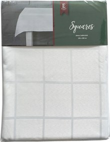 Fehér, fényes abrosz 145x220 cm Négyzetes mintával