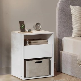 LUCIANO éjjeli szekrény töltési funkcióval, 35x45x58,3 cm, fehér Vasagle