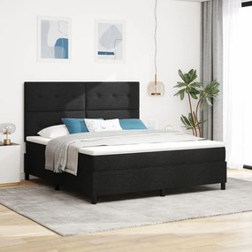 Boxspring ĂĄgy matraccal fekete szuper king szövet
