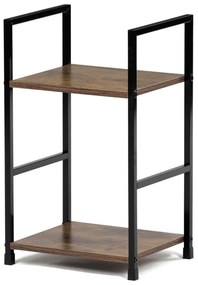 Bibliotecă, 2 rafturi, decor lemn vintage, MDF, lac negru