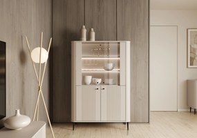 Vesper négyajtós vitrin 103 cm - kasmír / fekete lábak
