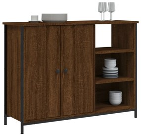 barna tölgy színű szerelt fa tálalószekrény 100 x 33 x 75 cm