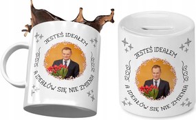 Donald Tusk Bögre Ajándék persely szett fényképes nyomtatással