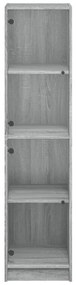 szürke sonoma színű magasszekrény üvegajtókkal 35 x 37 x 142 cm
