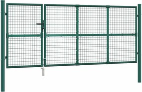 vidaXL zöld horganyzott acél hálós kerti kapu 350 x 125 cm
