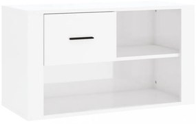 magasfényű fehér szerelt fa cipőszekrény 80 x 35 x 45 cm