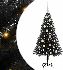 vidaXL Karácsonyfa 150 LED-del állvánnyal Fekete 120 cm PVC