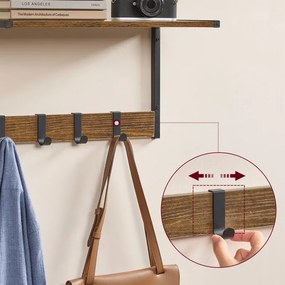 2 db fali polc szett, MDF + fém, öreg tölgy/fekete színben, 50×24×27 cm – ABP-E1083 WT