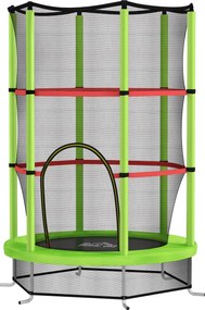 HOMCOM Gyerek Trambulin Ø140x190 cm 3-6 éveseknek Biztonsági Hálóval 45 kg Terhelhetőségű Belső Zöld | Aosom